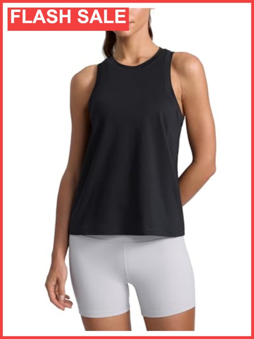 Cotton Blend Racerback Tank Top Crew Neck Athletic Workout